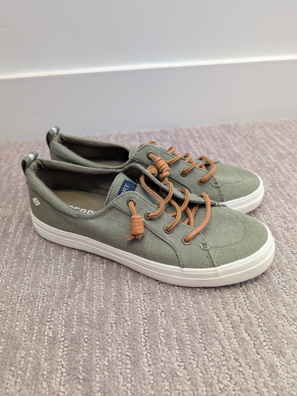 Women's Sperry Top-Sider Crest Vibe Linen Sneaker (Olive Green)